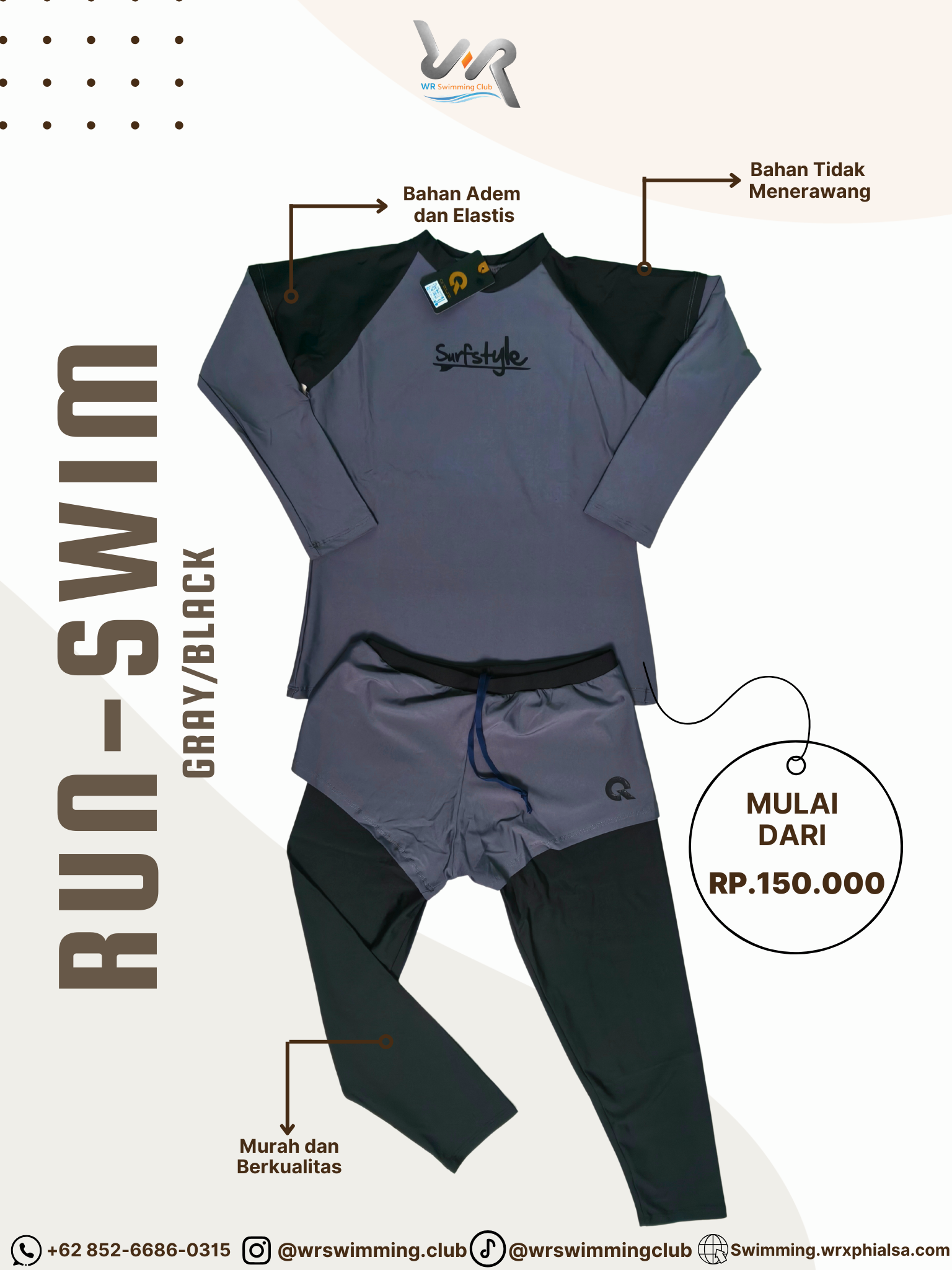 Baju Renang Gray Black