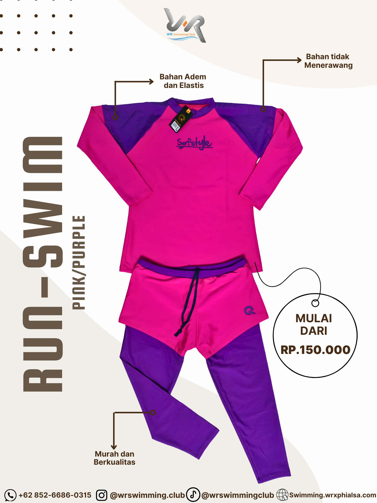 Baju Renang Pink Purple